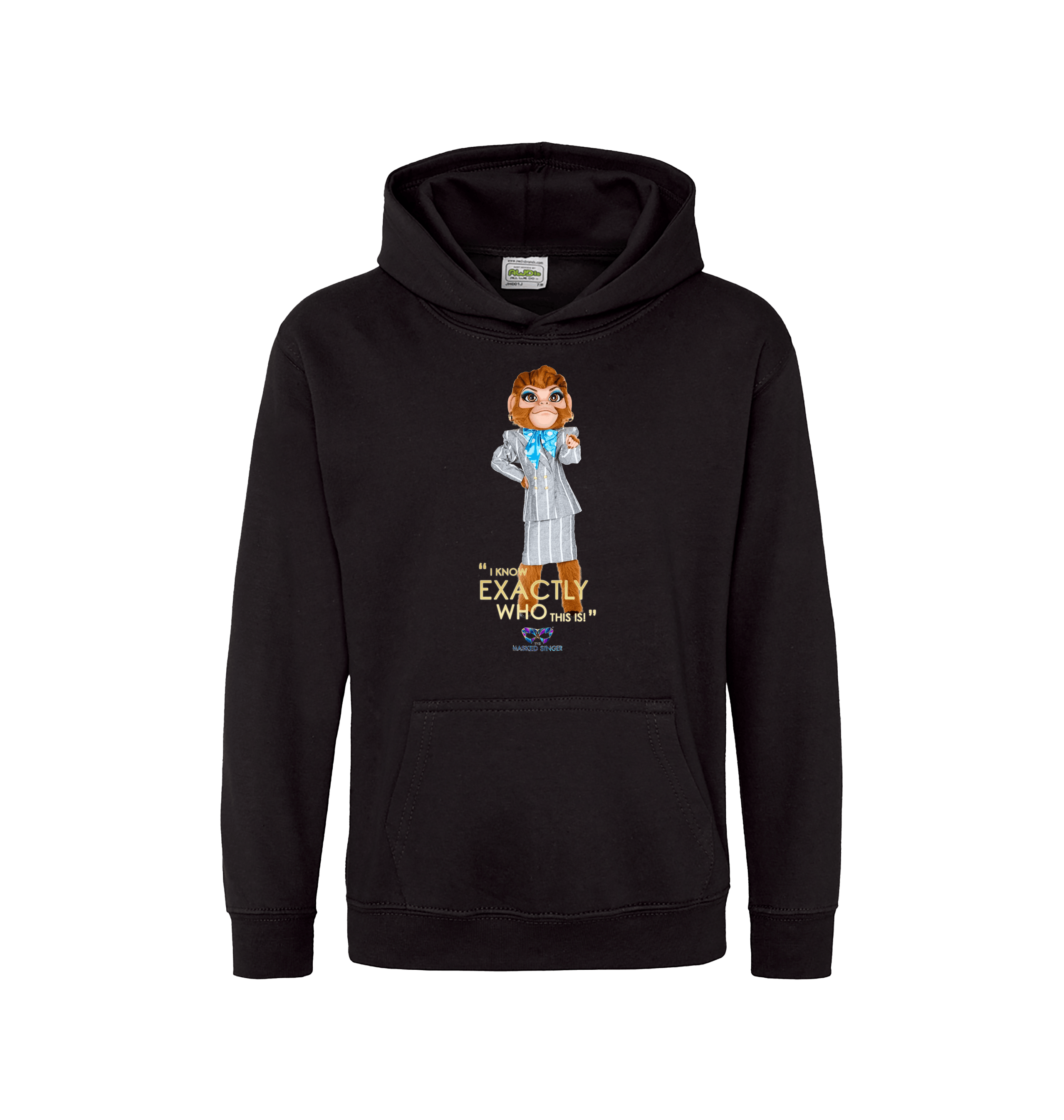 Jet Black Printed Kids Hoodie Front